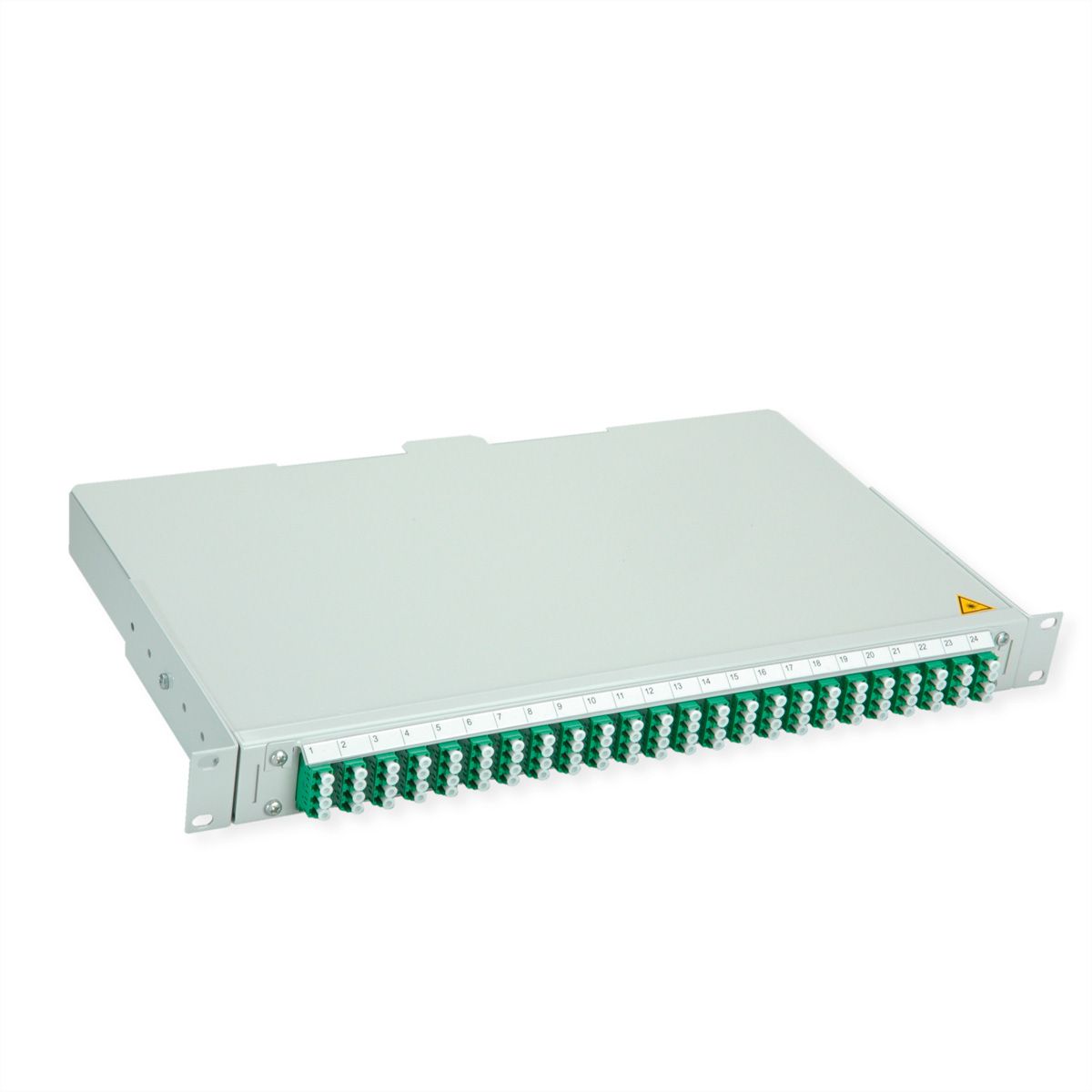TELEGÄRTNER BASIS V Panneau fibre optique avec coupleurs & Pigtails , 24x LC Quad, vert, OS2 APC