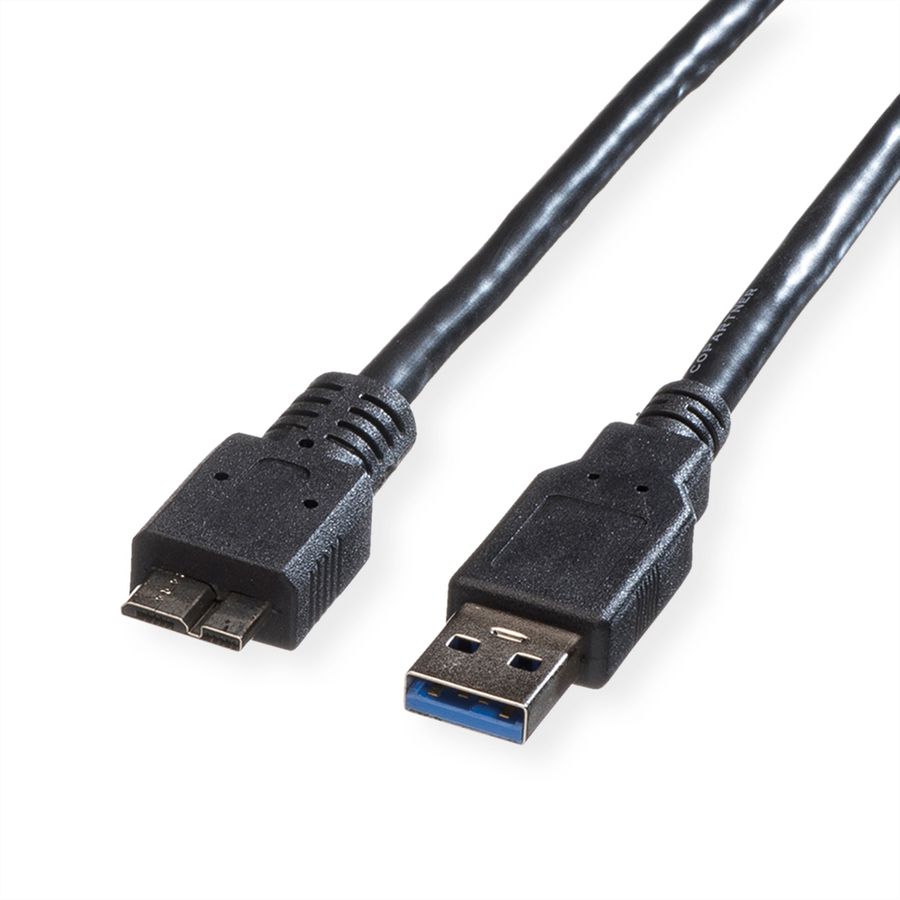 ROLINE Câble USB 3.2 Gen 1, A M - Micro B M, noir, 0,8 m