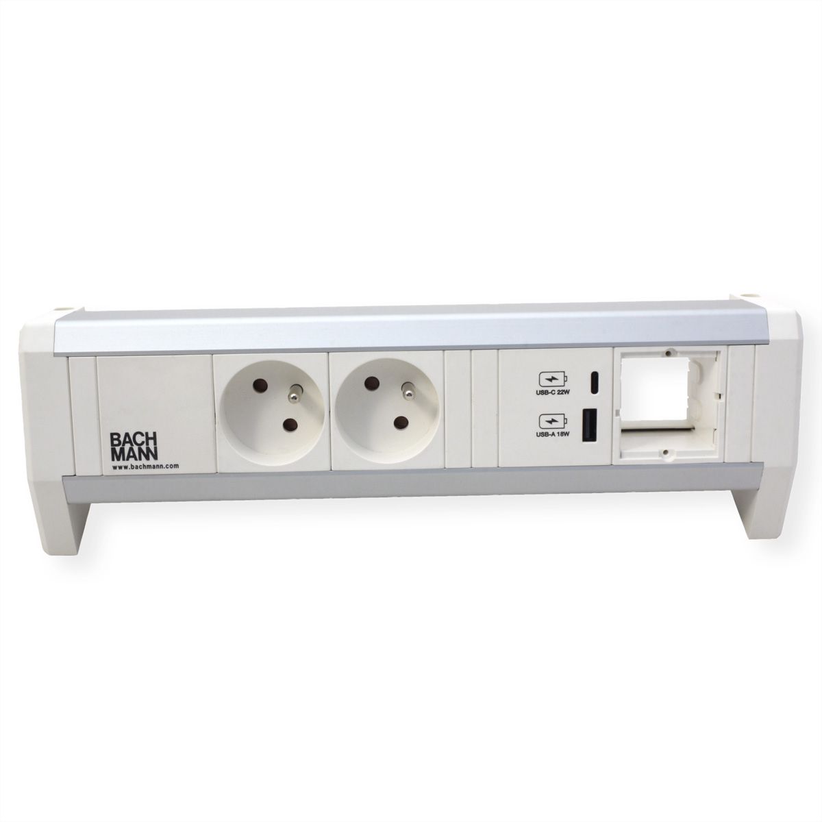 BACHMANN DESK 2xUTE 1xUSB A/C 22W 1xCM GST18 RAL9010