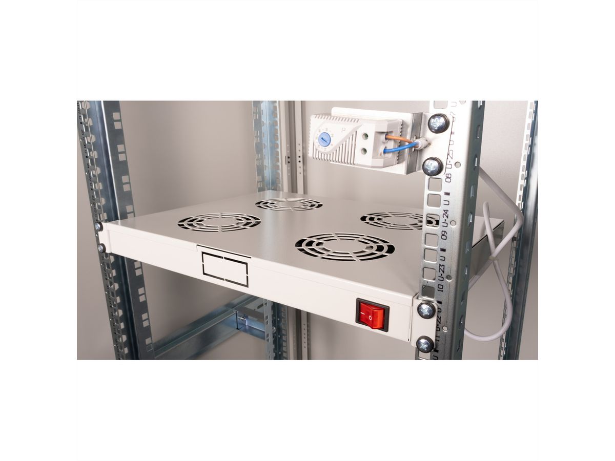 ROLINE 19" Unité de ventilation, 4 ventilateurs, Thermostat gris
