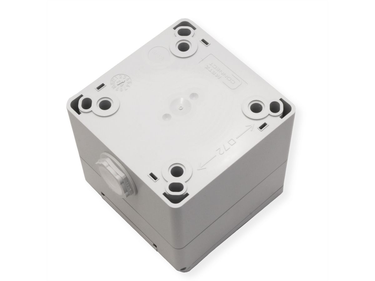 METZ CONNECT Boîtier apparent pour module IP44 , Couvercle rabattable + serrure, 2 ports non équipés , gris