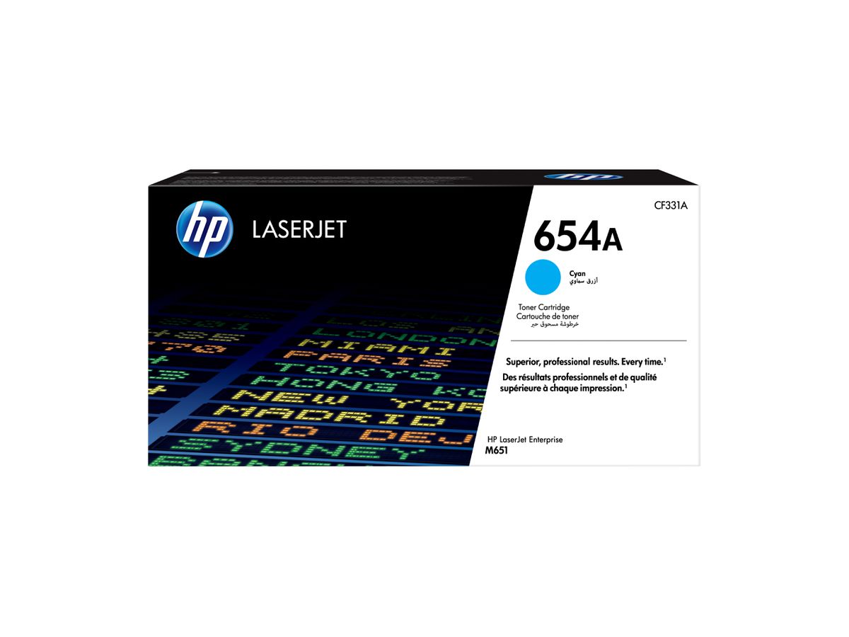 HP 654A toner cyan authentique LaserJet