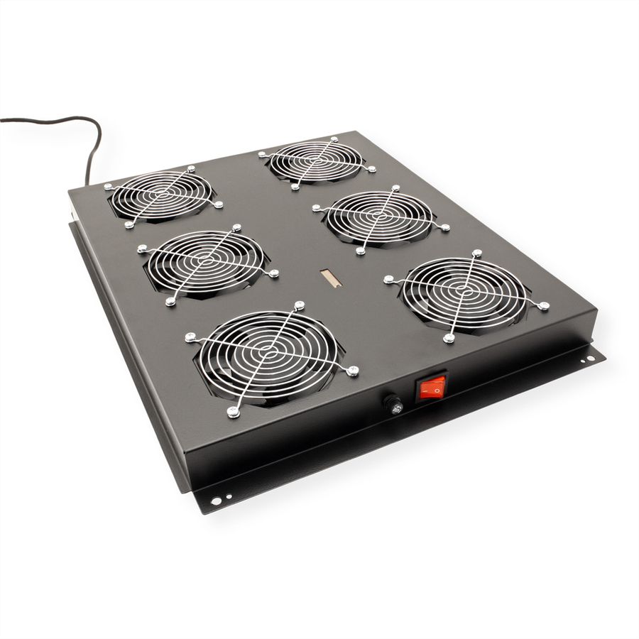 ROLINE 19" Unité de ventilation de toit, 6 ventilateurs, ON/OFF, pour baie serveur par serie, noir