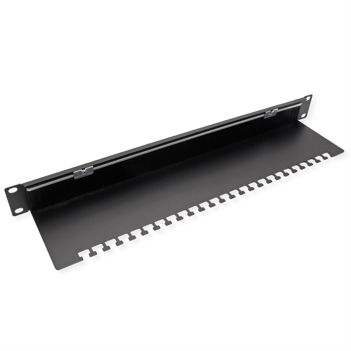 VALUE Passe-câbles 19" de 1U, avec brosse et plaque porte-câbles, noir
