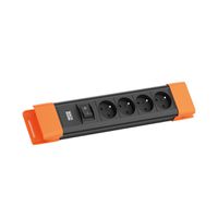 BACHMANN CONNECTUS 4xUTE , 1xinterrupteur 2,0m CEE7/7 noir/orange