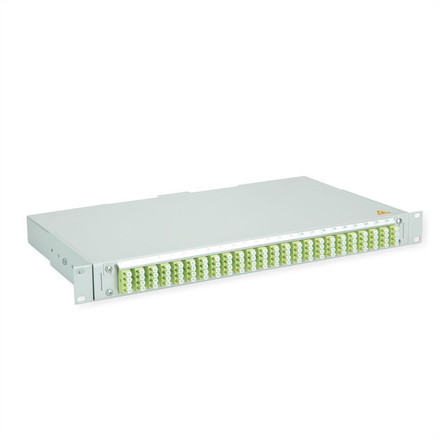 TELEGÄRTNER BASIS V Panneau fibre optique avec coupleurs & Pigtails , 24x LC Quad, vert sapin, OM5