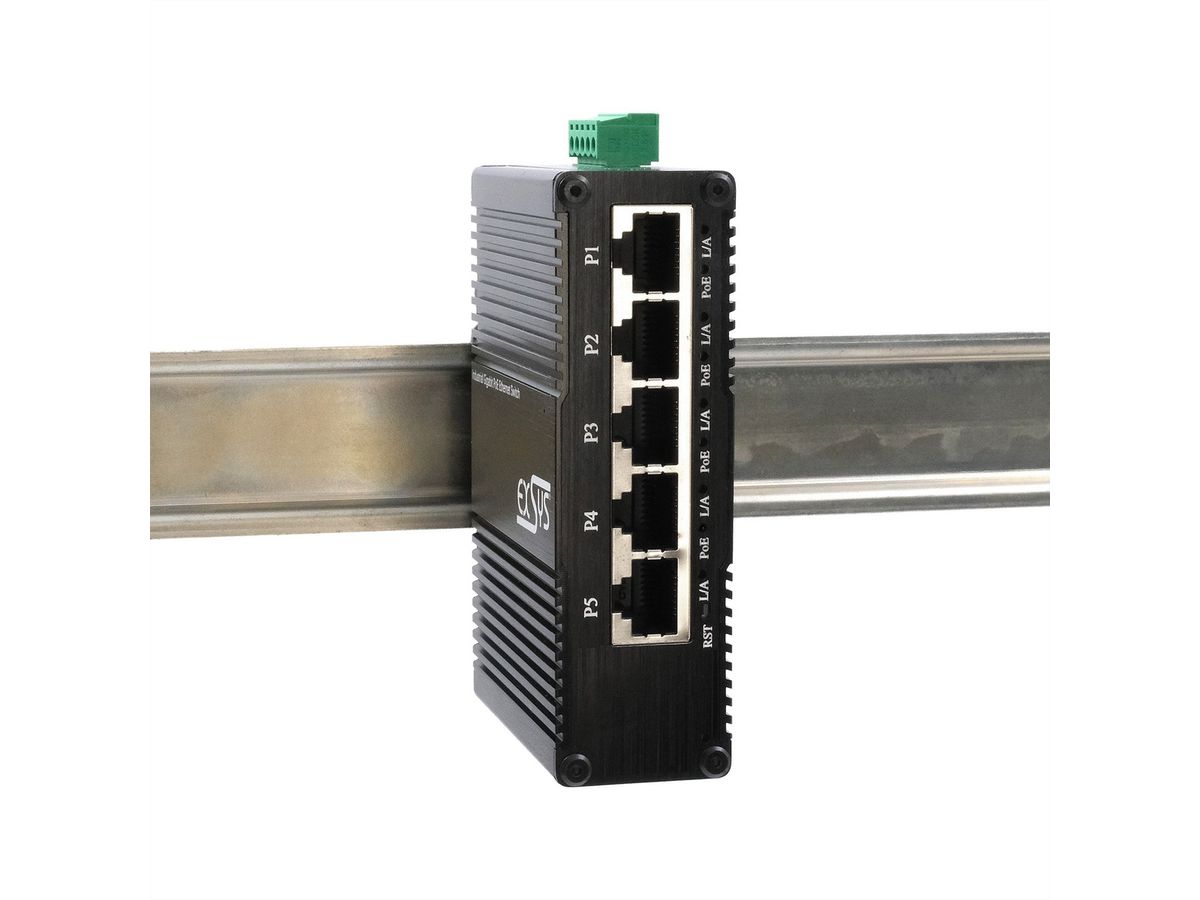 EXSYS EX-62030MPoE Mini Switch Gigabit SFP PoE+ industriel 5 ports, géré via le Web