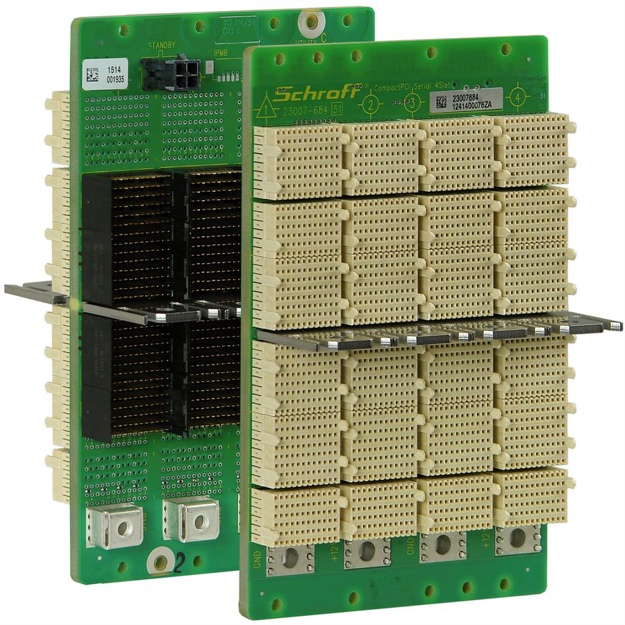 Carte-mère série CPCI SCHROFF, 3 U, 4 slots, System Slot Left, Full-Mesh, avec RIO