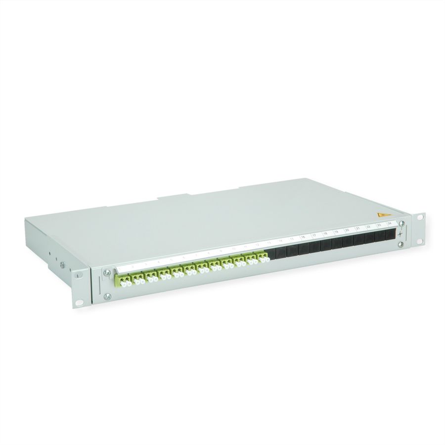 TELEGÄRTNER BASIS V Panneau fibre optique avec coupleurs & Pigtails , 12x LC Duplex, vert sapin, OM5