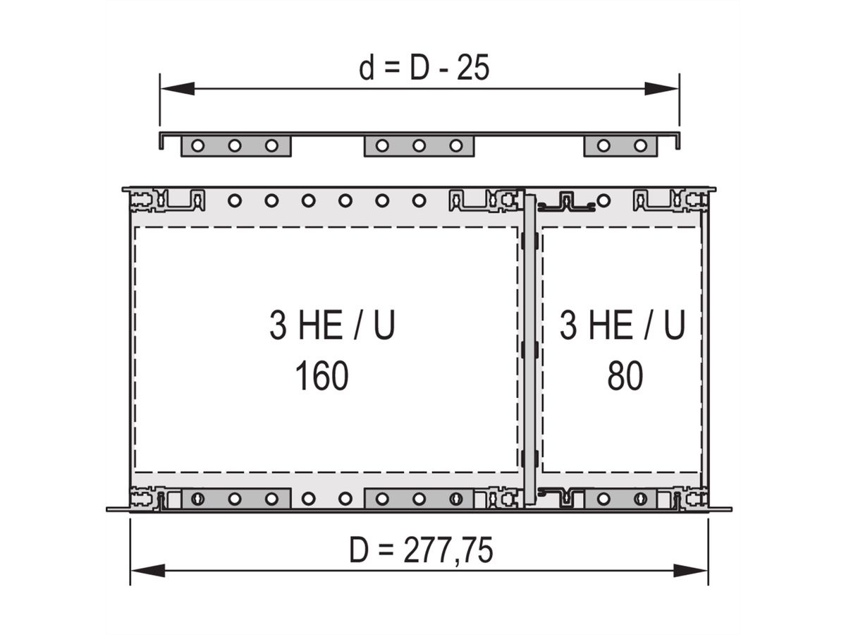Plaque de recouvrement EuropacPRO SCHROFF pour boulonnage au panneau latéral, 84 HP, 277.75 mm