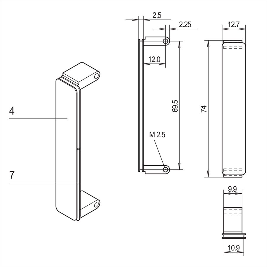SCHROFF PMC Panneau avant de mezzanine, non traité, avec blindage CEM, alu, anodisé, 1 pièce