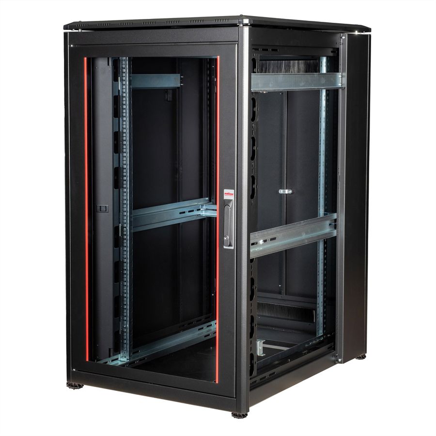 ROLINE 19" Baie réseau Pro 26U, 800x1000 LxP Porte verre noir
