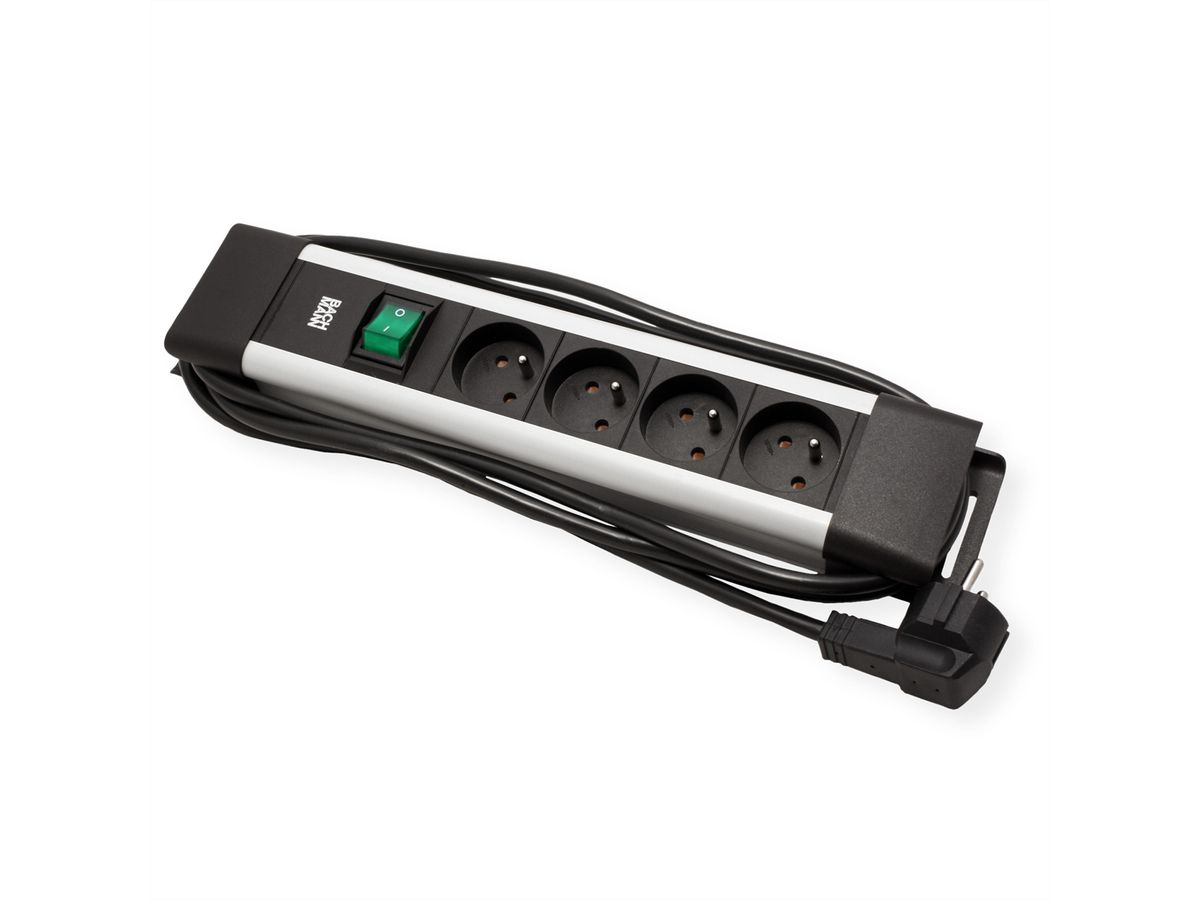 BACHMANN CONNECTUS 4xUTE , 1xinterrupteur 2,0m CEE7/7 gris