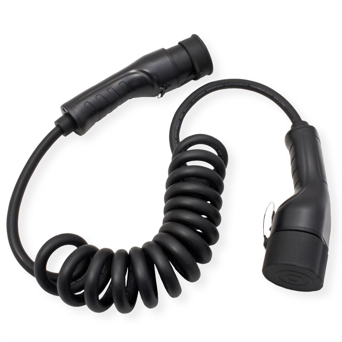 ROLINE Câble de recharge VE type2, 1-Phase, 250VAC (1P+N+E), 32 A, 7,4 kW, spirale (max. 2m)