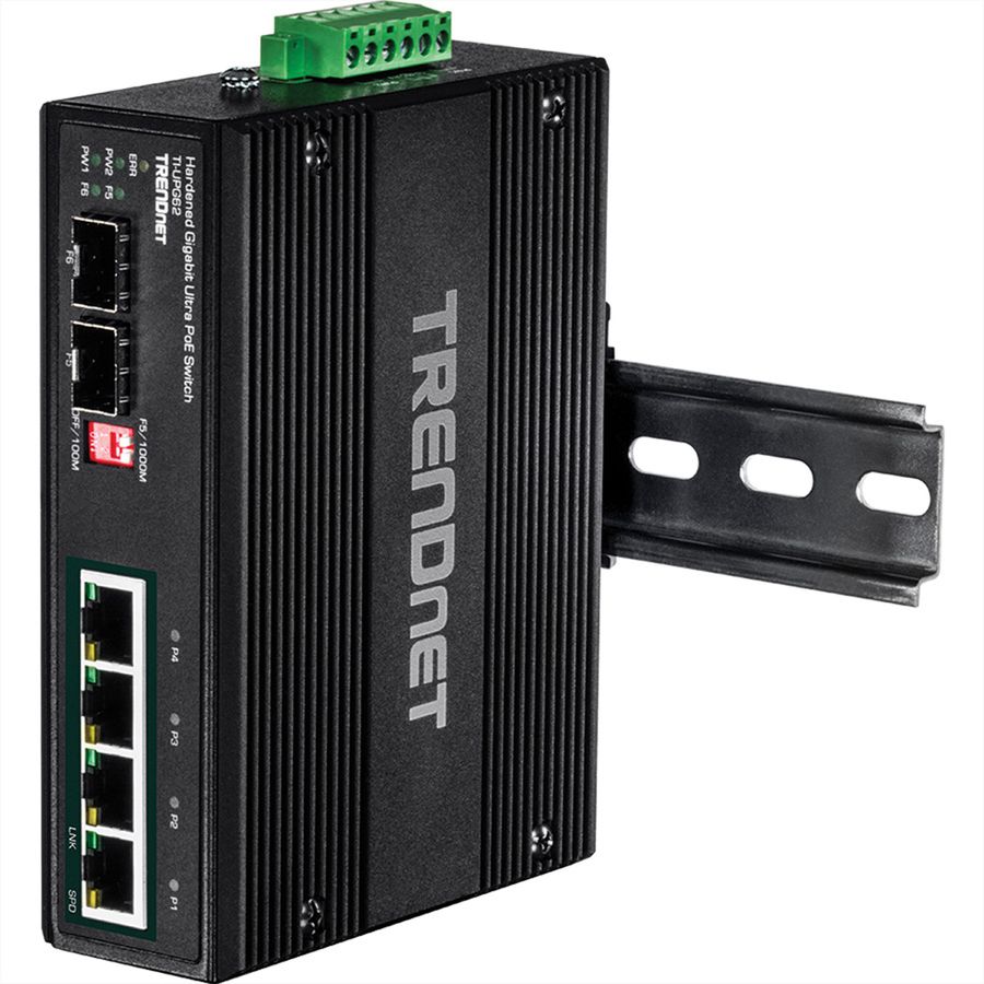 TRENDnet TI-UPG62 Switch indsutriel 6 ports Gigabit Ultra PoE Rail DIN