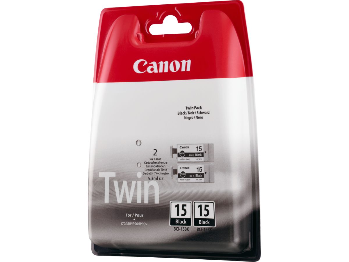 Canon Cartouche d'encre noire BCI-15BK (lot de deux cartouches)