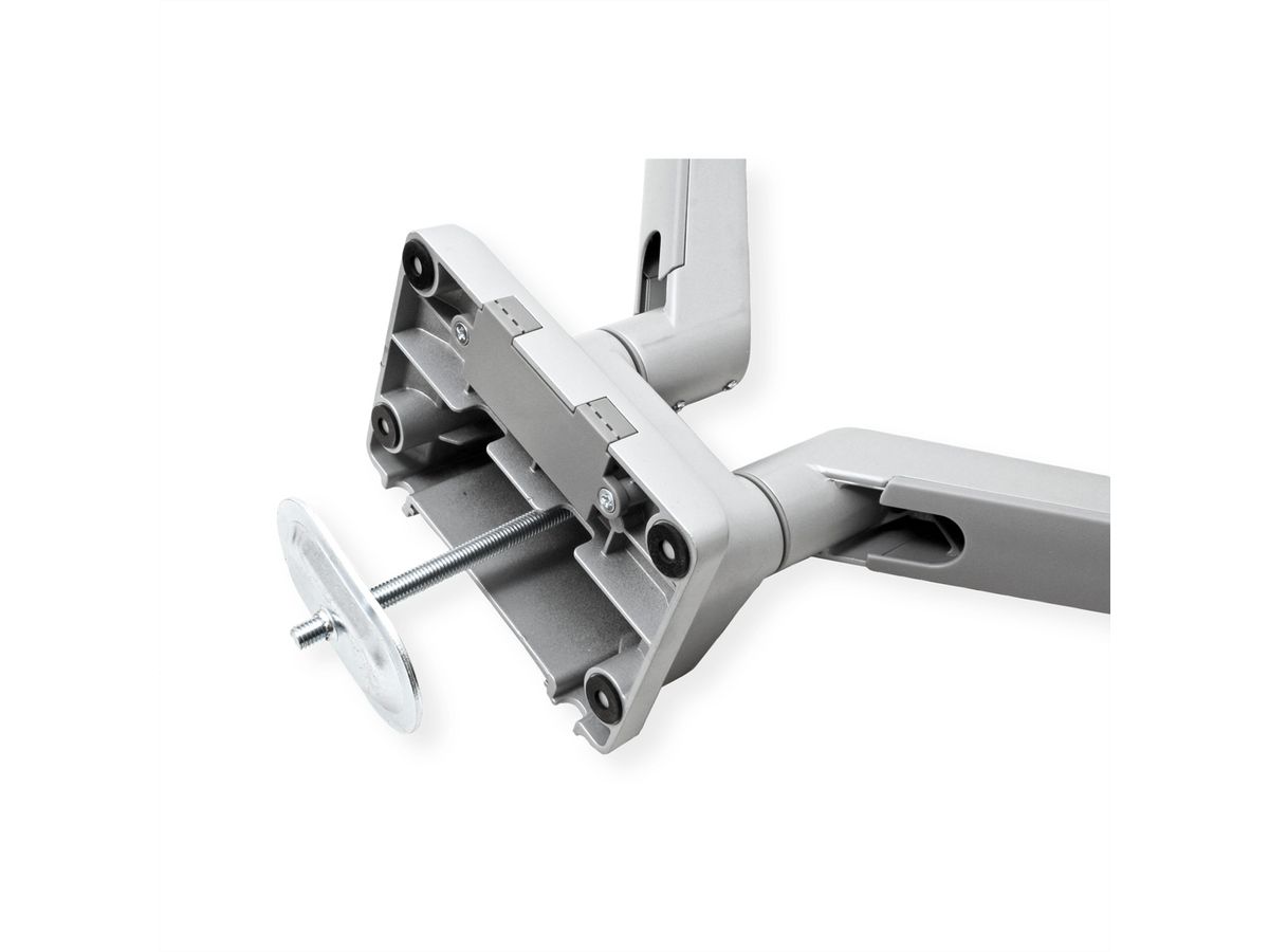 ROLINE Support double LCD, fixation sur bureau, vérin à gaz, 5 articulations, 17-23", jusqu'à 2x 9 kg, argent