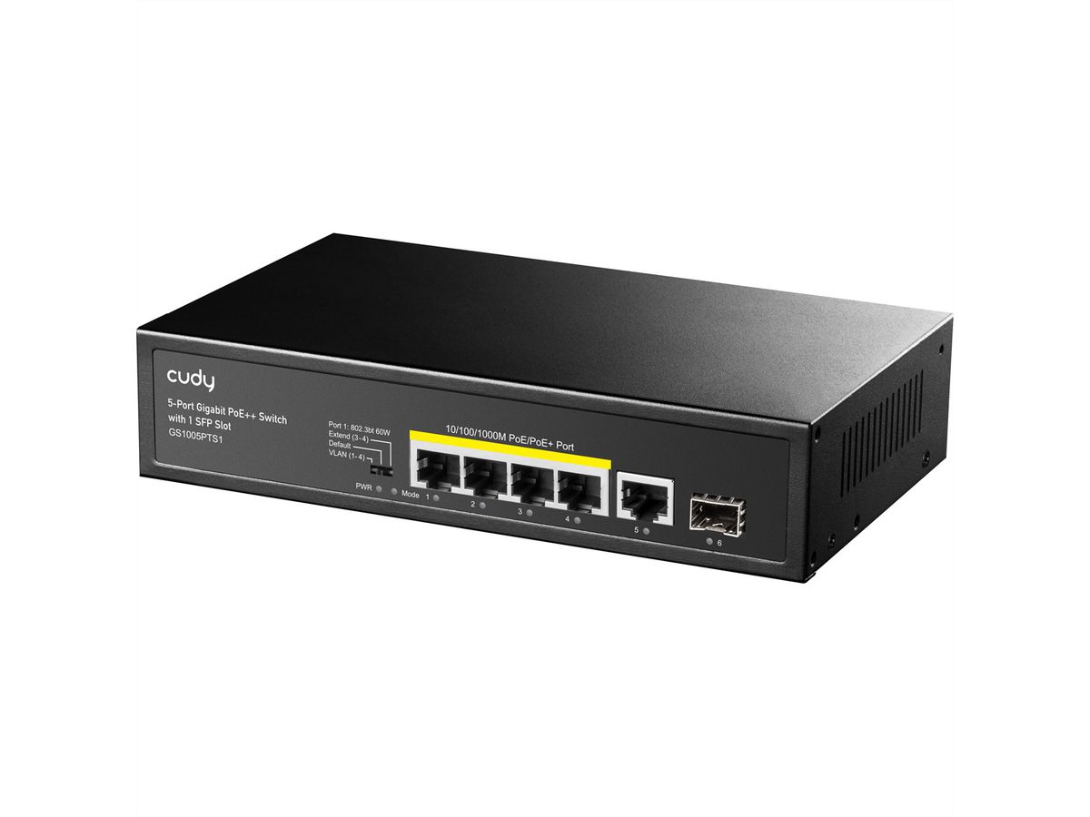 CUDY GS1005PTS Switch 5 ports Gigabit PoE+, 1x SFP 120W