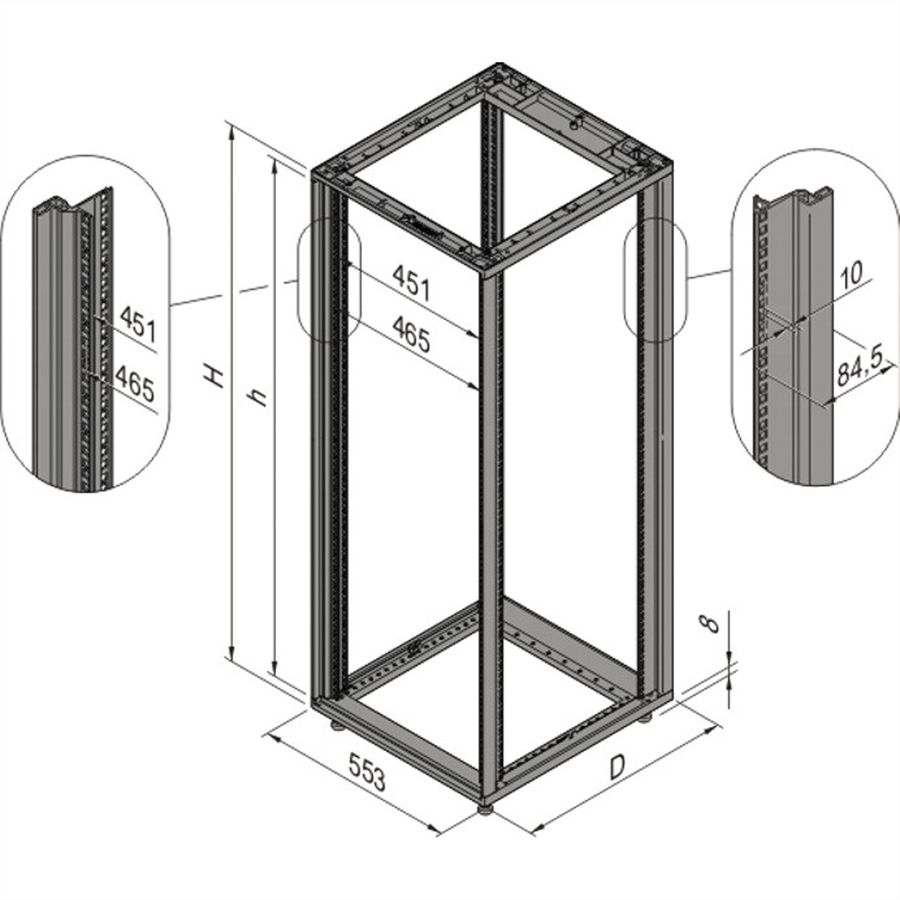 Cadre d'armoire Novastar SCHROFF, Slim-Line, 16 U 553W 500D