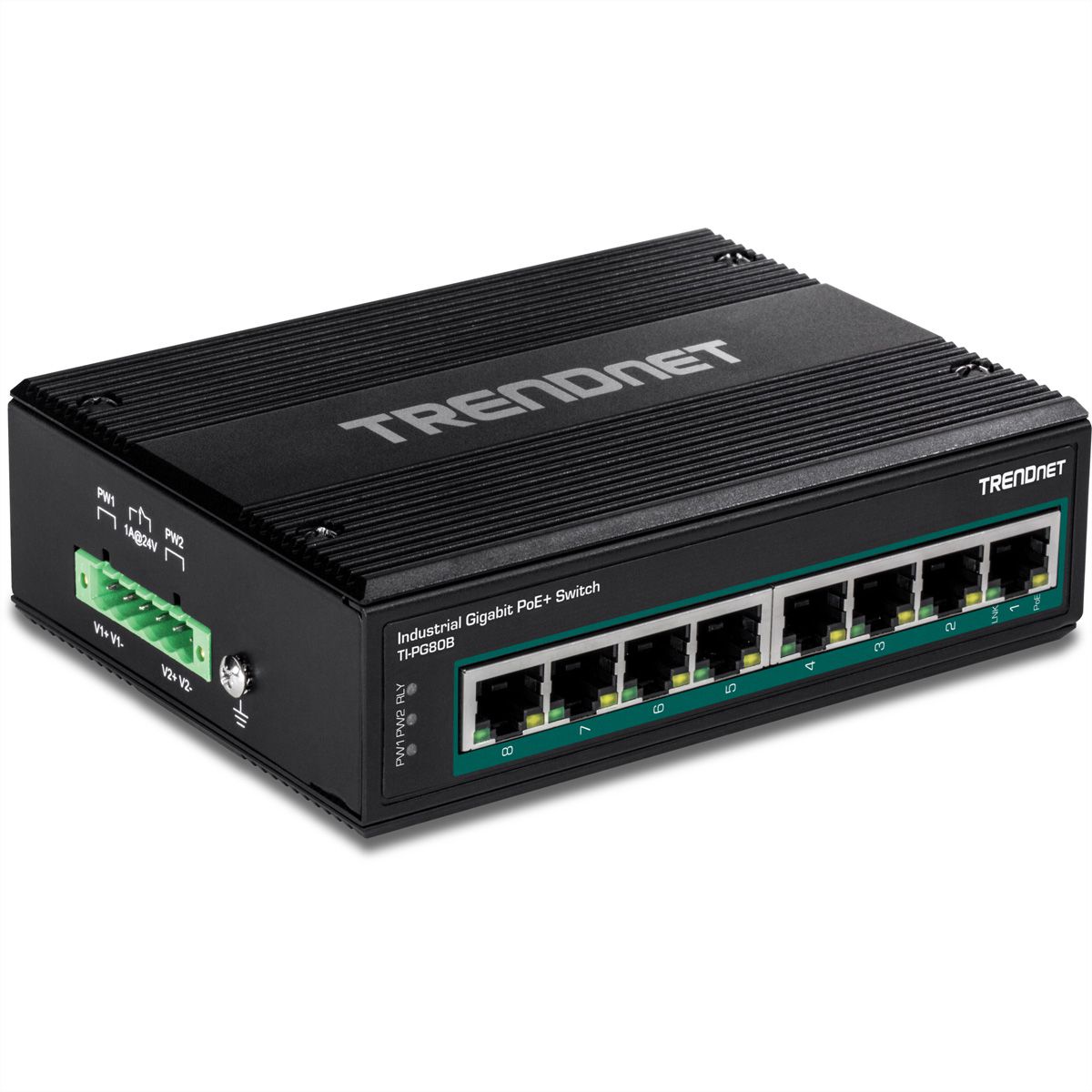 TRENDnet TI-PG80B Switch Rail DIN PoE+ Gigabit industriel à 8 ports (24-56V)