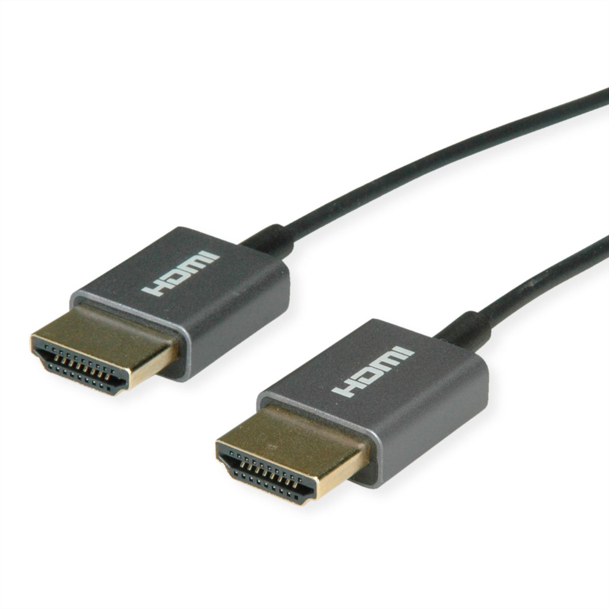 ROLINE Câble HDMI Ultra HD avec Ethernet, 4K, M/M, ultra-slim, coaxial, noir, 2 m