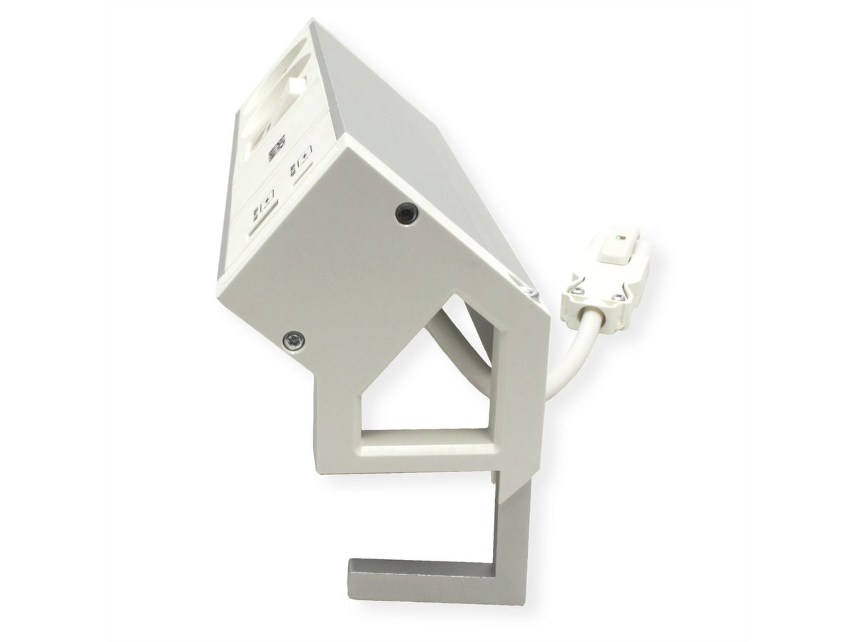 BACHMANN DESK2 ALU WHITE 2xUTE 1xUSB A/C 22W 1xinterrupteur 0,2m
