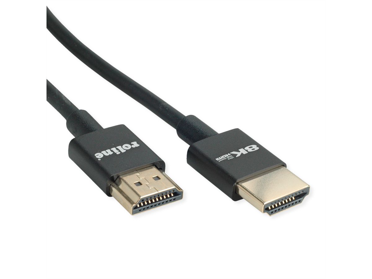 ROLINE Câble HDMI Ultra HD 8K avec Ethernet, Slim, M/M, noir, 2 m