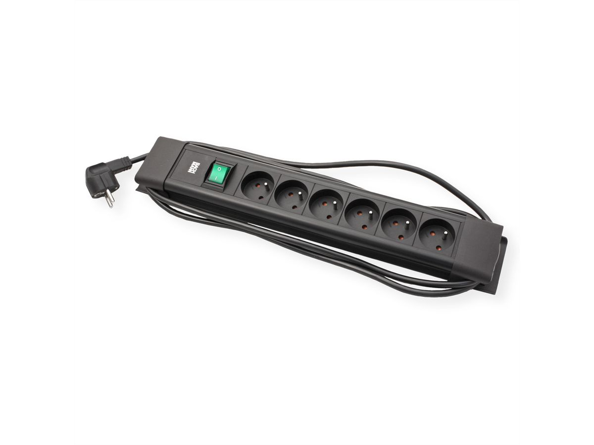 BACHMANN CONNECTUS 6xUTE , 1xinterrupteur 2,0m CEE7/7 noir