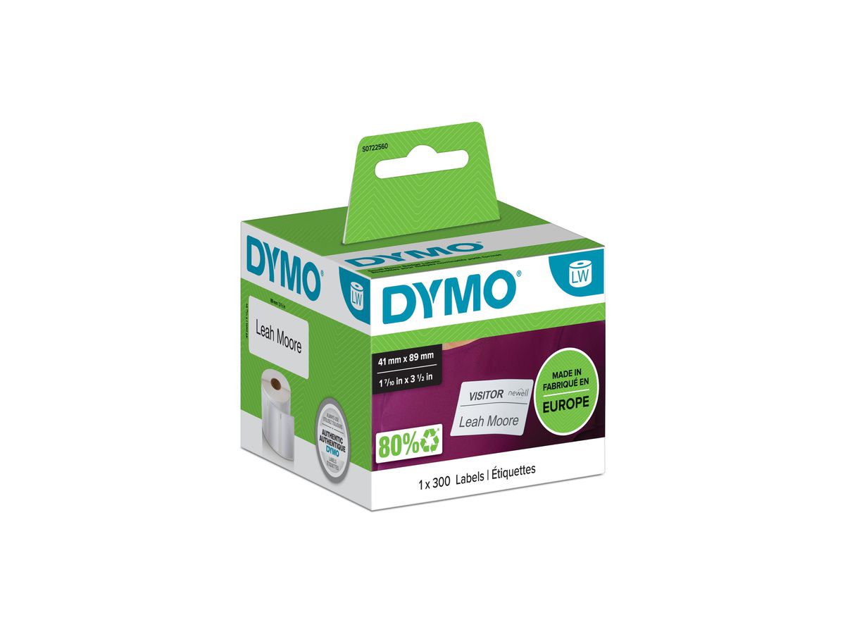 DYMO LW - Étiquettes pour badges nominatifs petit format - 41 x 89 mm - S0722560