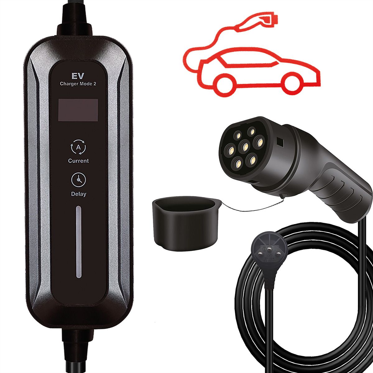 ROLINE Câble portable de recharge VE CEE7/7 - Type2, 1 phase, 250VAC (1P+N+E), 32 A, 7,4 kW, 5 m