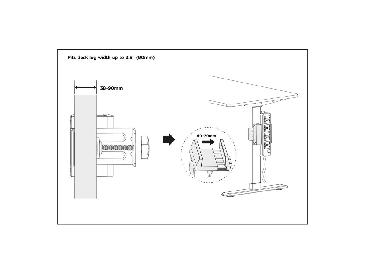 VALUE Support pour multiprise à fixer sur les pattes du bureau