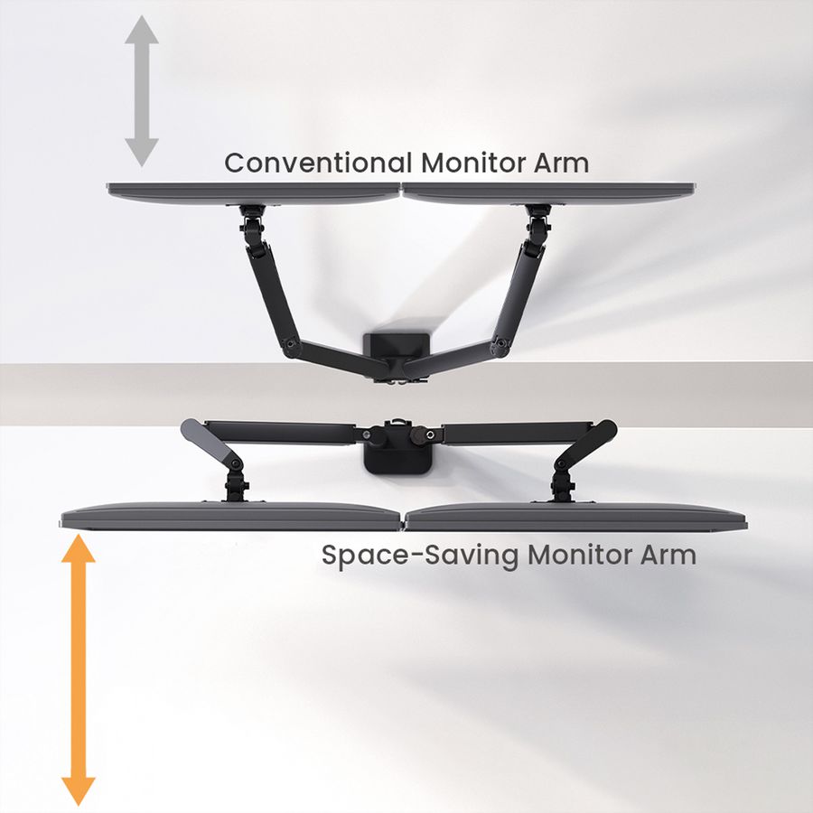 VALUE Bras double LCD, fixation sur bureau, vérin à gaz, 6 articulations