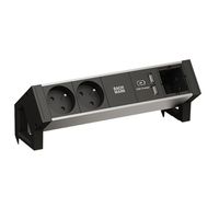 BACHMANN DESK2 ALU BLACK 2xUTE 1xCM 1xUSB Charger 0,2m GST18
