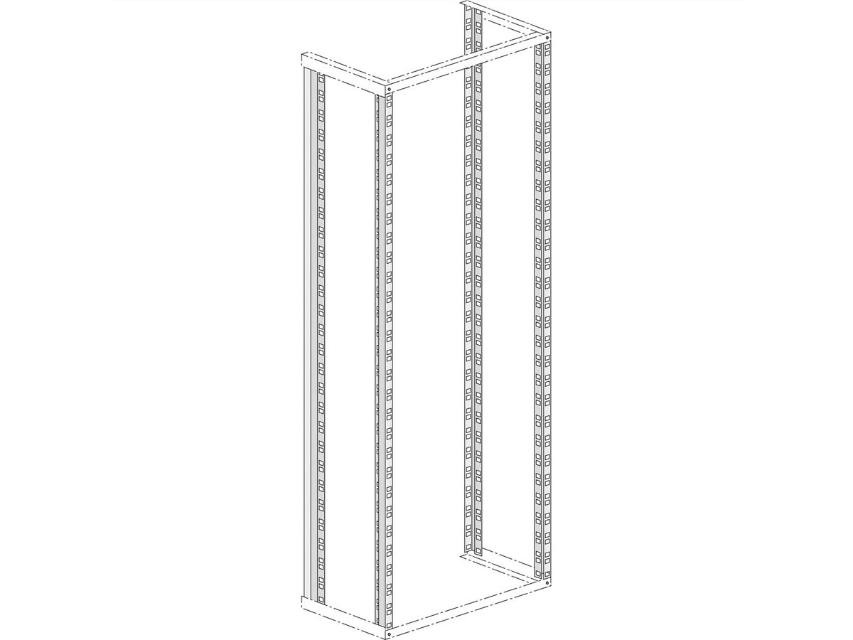 Montants 19" 12U, Avec perforation ASA (½ perforation 19")