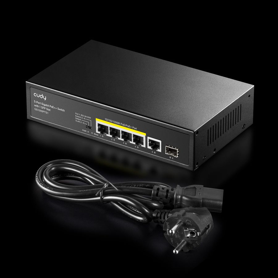 CUDY GS1005PTS Switch 5 ports Gigabit PoE+, 1x SFP 120W