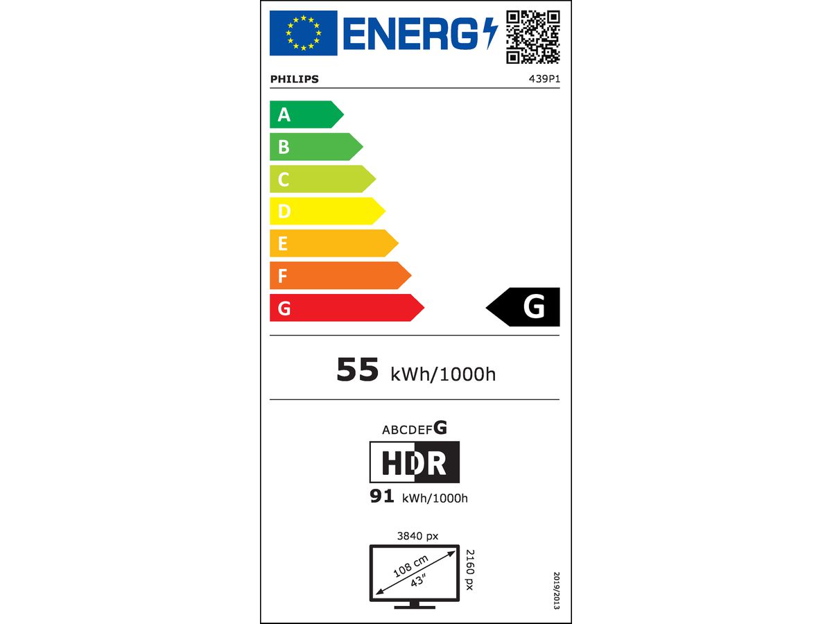 Philips P Line 439P1/00 LED display 108 cm (42.5") 3840 x 2160 pixels 4K Ultra HD LCD Noir