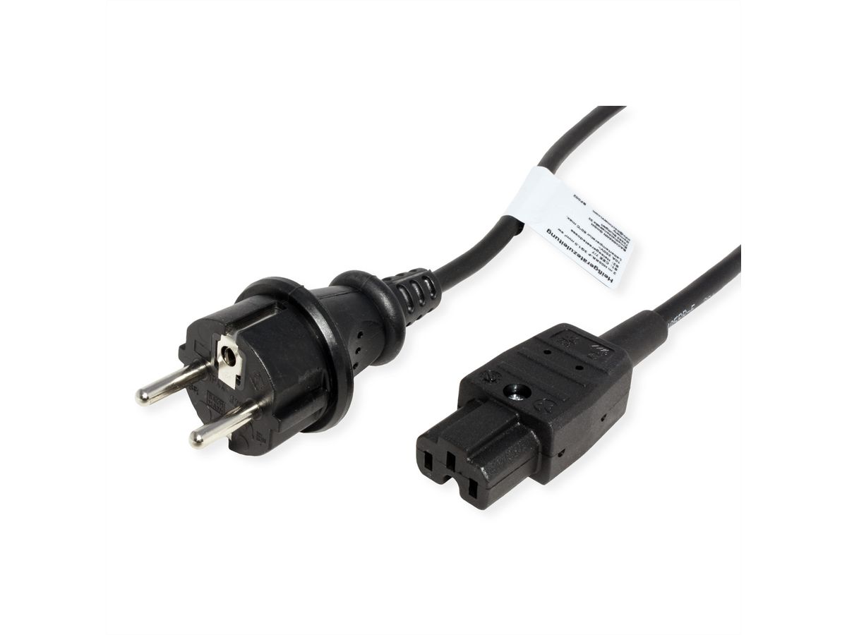 BACHMANN Câble d'alimentation H05RR-F 3G1,0mm² 2m , CEE7/7 C15a