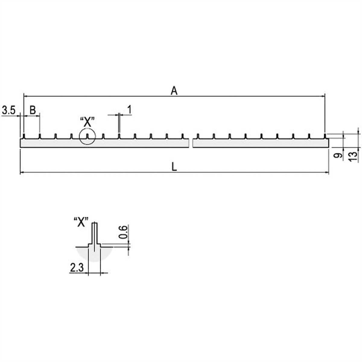 Barre conductrice pour circuits imprimés SCHROFF pour la distribution d'énergie, 3 HP L338.3mm