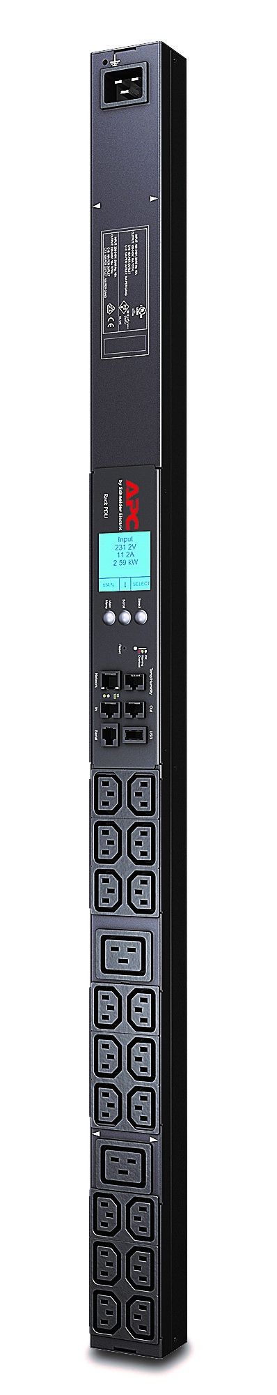 APC AP8858 - Bandeau de prises 2G, avec compteur, zéro U, 16 A, 230 V, 18xC13 - 2xC19