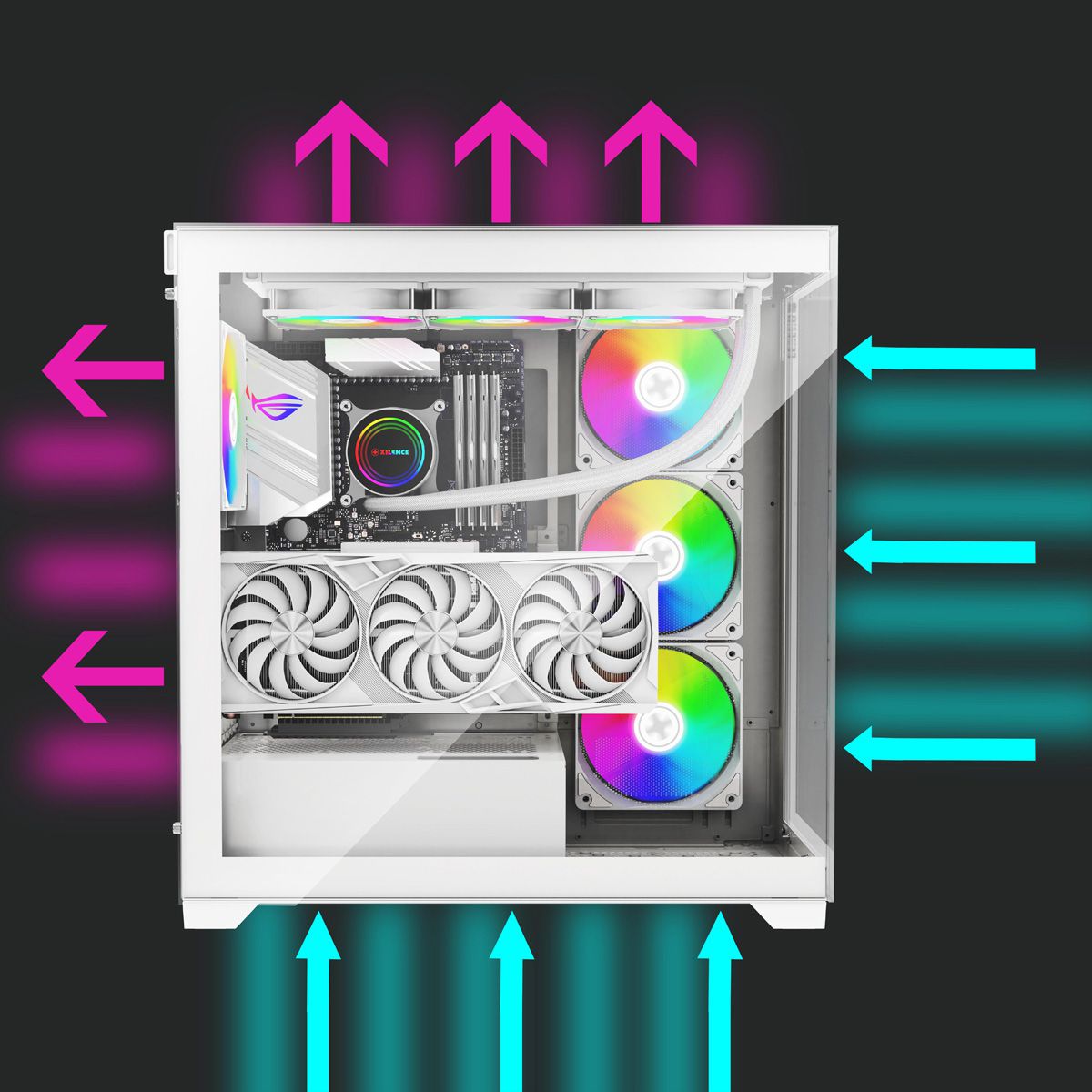 XILENCE Xilent Gleam X818.W.ARGB Gaming ATX PC blanc, Tour RGB ATX Midi