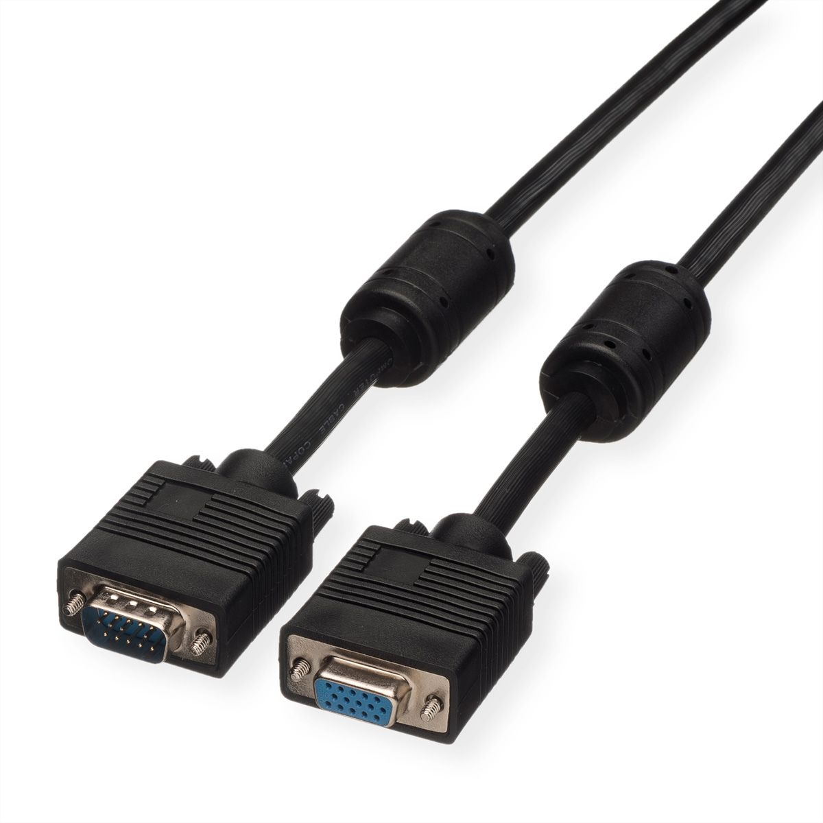 ROLINE SVGA HD15 M/HD15 F avec noyaux de ferrite, 2 m