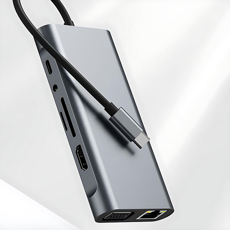 VALUE Station d'accueil USB type C, HDMI 4K60, VGA, 1x Gigabit Ethernet, 2x USB A + type C PD, 1x SD/microSD, 1x audio