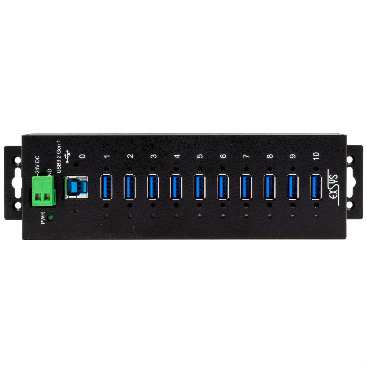 EXSYS EX-1580SHMVS Hub USB 3.2 Gen 1 métallique à 10 ports, géré, partageable en réseau, protection ESD 15 kV