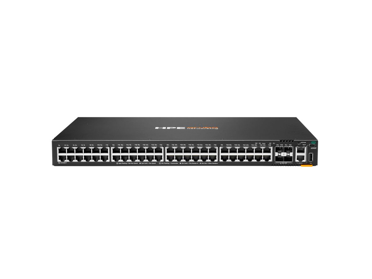 HPE Aruba Networking CX 6200F 48G 4SFP+ Géré L3 Gigabit Ethernet (10/100/1000) 1U