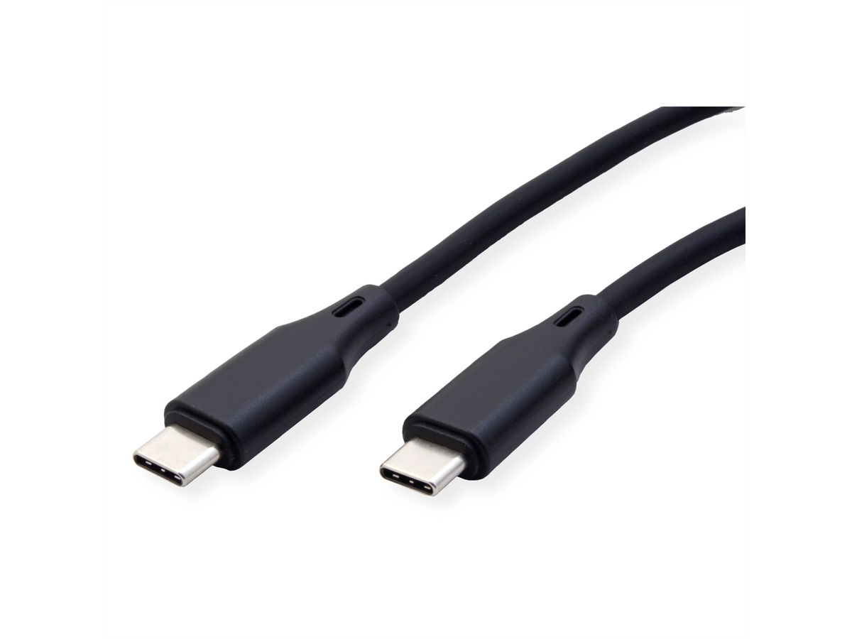 ROLINE Câble USB 2.0, C–C, M/M, silicone, 60W, noir, 1 m