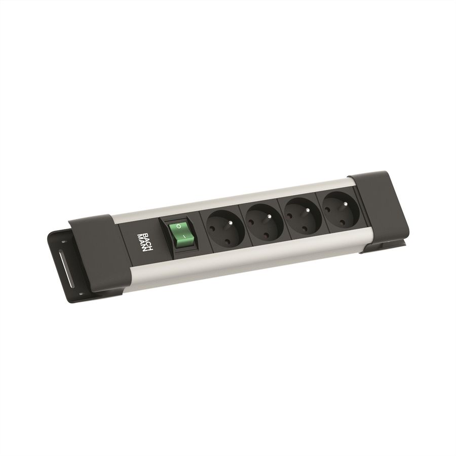 BACHMANN CONNECTUS 4xUTE , 1xinterrupteur 2,0m CEE7/7 gris