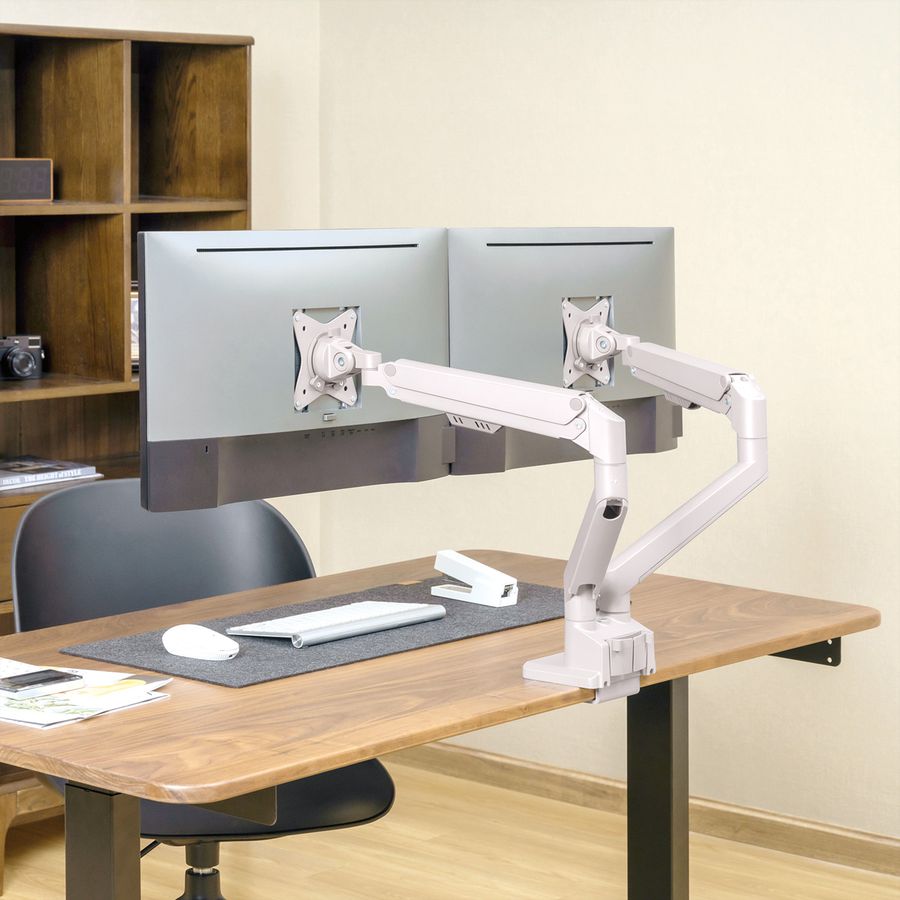 ROLINE Support double LCD, fixation sur bureau, vérin à gaz, 5 articulations, 17-23", jusqu'à 2x 9 kg, argent