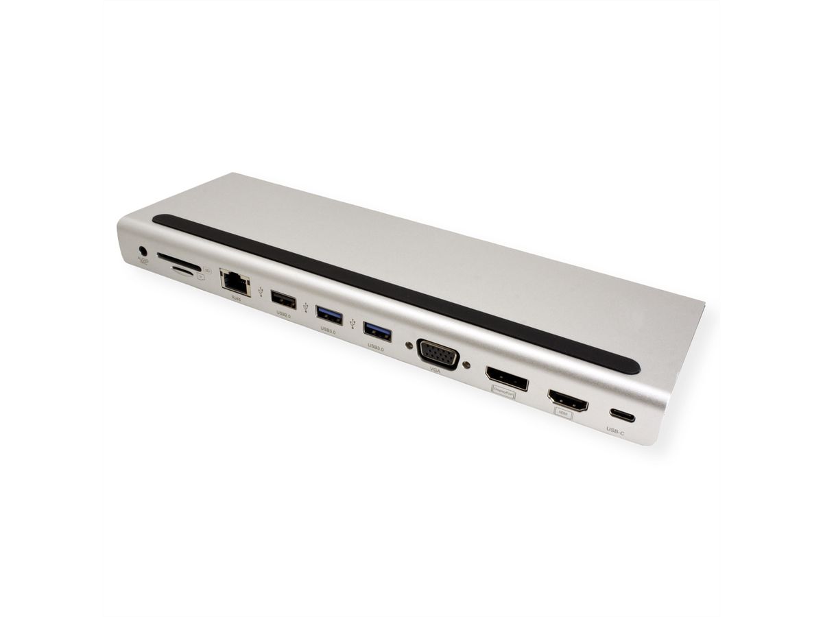 VALUE Station d'accueil USB type C multiports, 4K HDMI/DP, VGA, USB, Card  Reader, PD, Gigabit Ethernet, Audio - SECOMP France