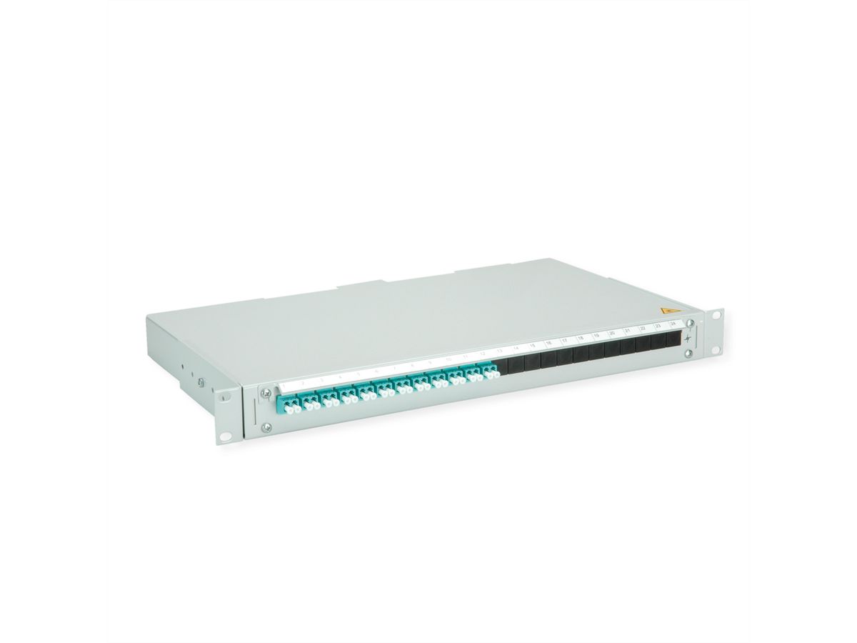 TELEGÄRTNER BASIS V Panneau fibre optique avec coupleurs & Pigtails , 12x LC Duplex, turquoise, OM3