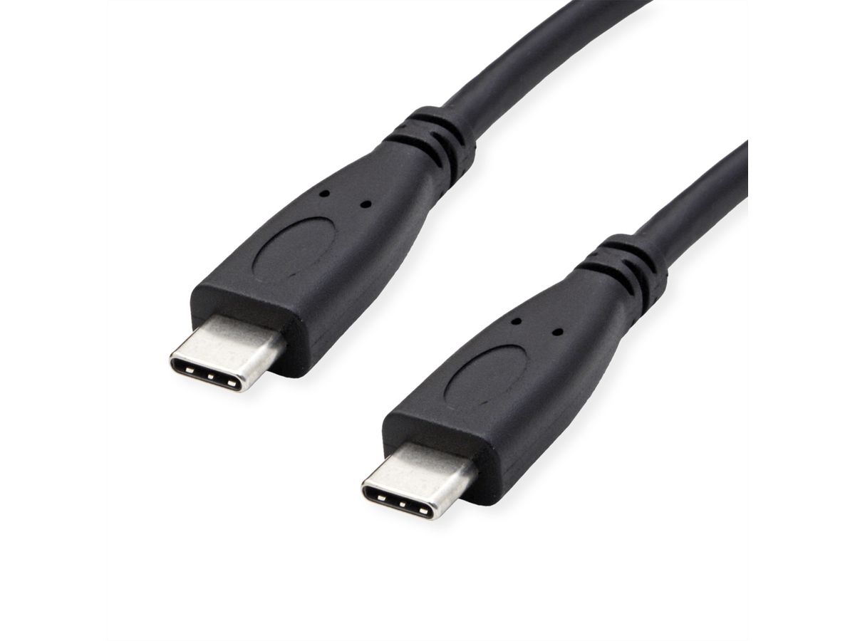 ROLINE GREEN Câble USB 3.2 Gen 2, avec PD (Power Delivery), avec Emark, C-C, M/M, noir, 1 m